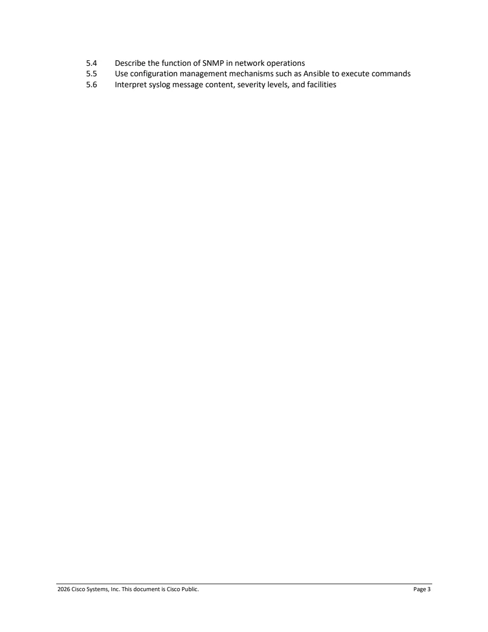 CCNA 200-301 v2.0 official blueprint page 3